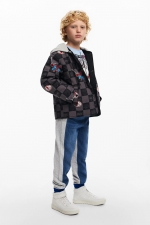 Jachetă puffer reversibilă cu glugă și fermoar