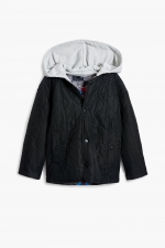 Jachetă puffer reversibilă cu glugă și fermoar