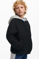 Jachetă puffer reversibilă cu glugă și fermoar