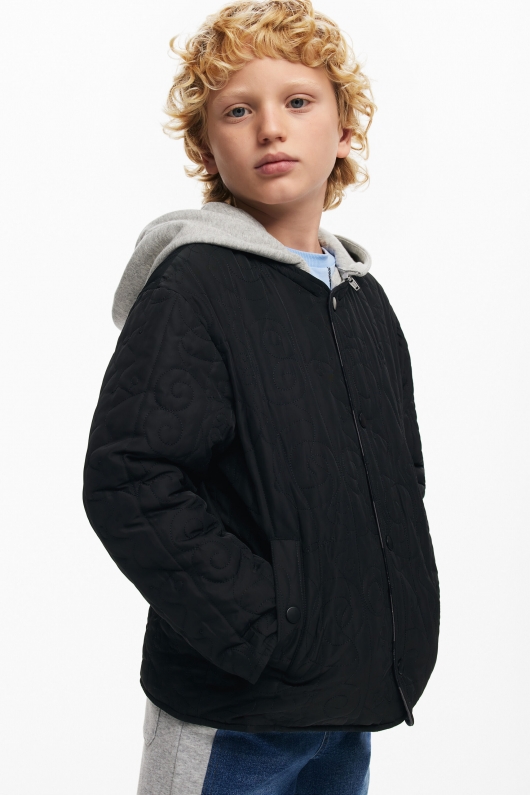 Jachetă puffer reversibilă cu glugă și fermoar