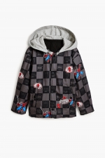 Jachetă puffer reversibilă cu glugă și fermoar