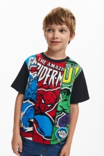 Tricou alb cu imprimeu Marvel și mâneci scurte