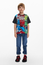 Tricou alb cu imprimeu Marvel și mâneci scurte