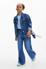 Jachetă scurtă din denim albastru casual