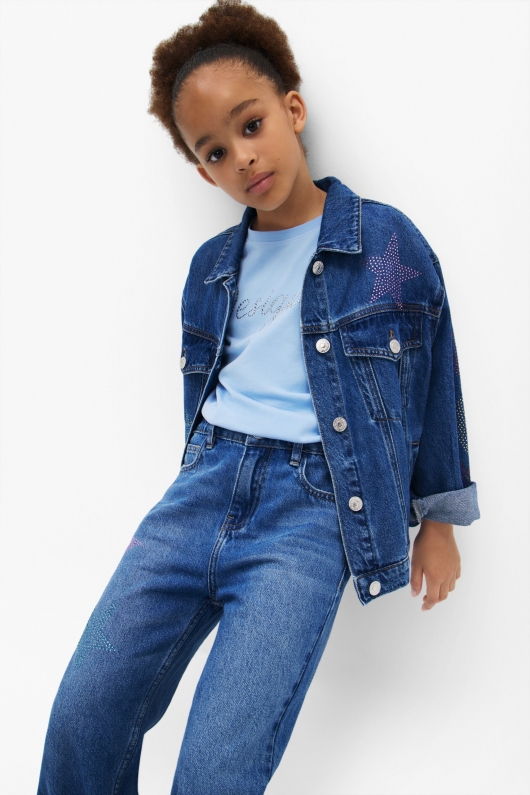 Jachetă scurtă din denim albastru casual