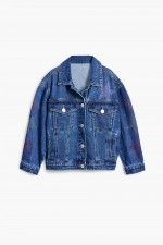 Jachetă scurtă din denim albastru casual