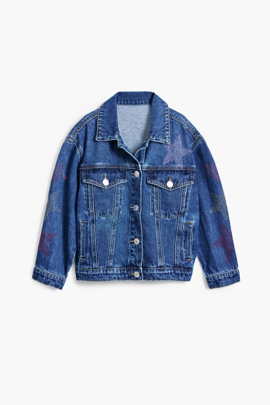 Jachetă scurtă din denim albastru casual