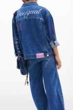 Jachetă scurtă din denim albastru casual