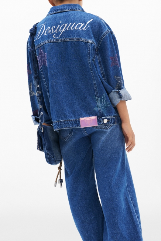 Jachetă scurtă din denim albastru casual