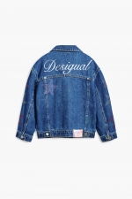Jachetă scurtă din denim albastru casual
