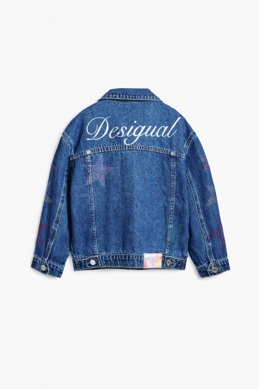Jachetă scurtă din denim albastru casual