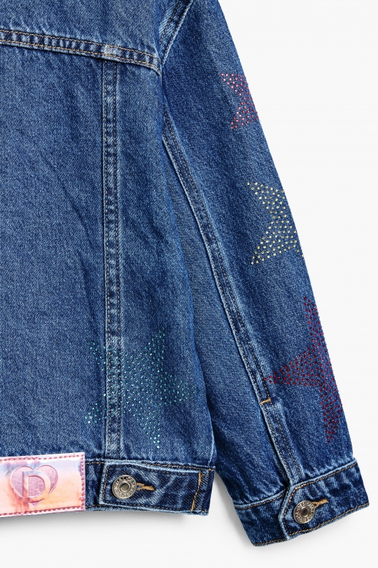 Jachetă scurtă din denim albastru casual