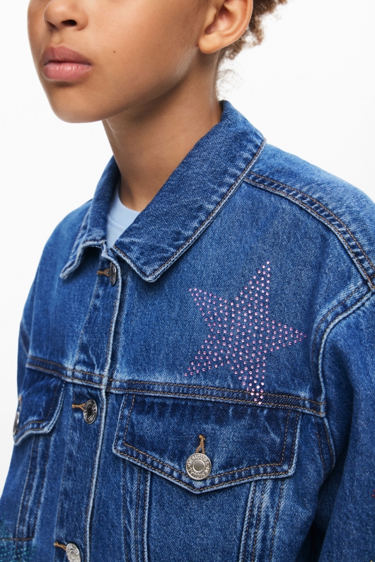Jachetă scurtă din denim albastru casual