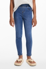 Colanți denim albaștri cu talie înaltă