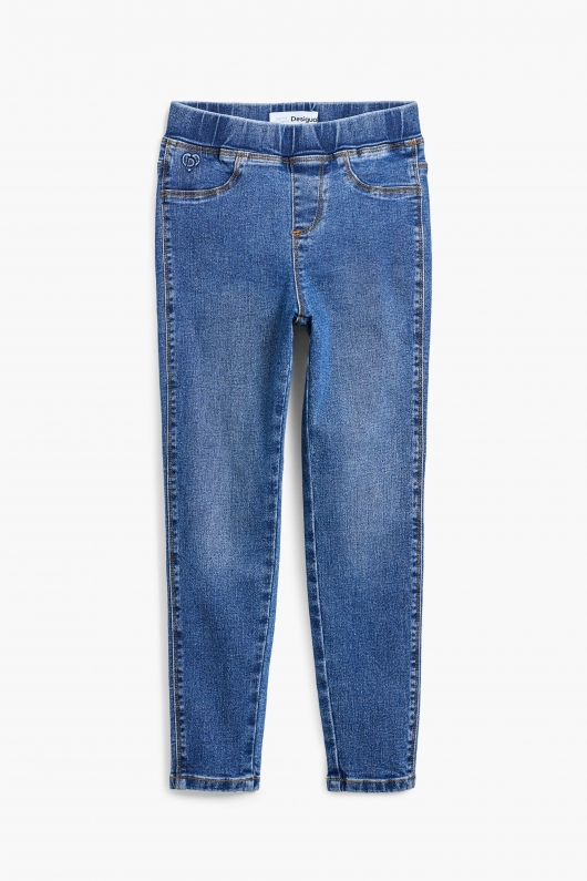Colanți denim albaștri cu talie înaltă
