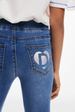 Colanți denim albaștri cu talie înaltă