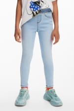 Colanți denim albaștri cu talie înaltă
