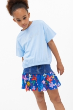 Tricou bleu cu mâneci scurte și decolteu rotund