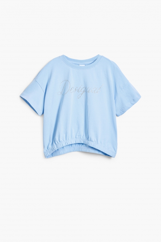 Tricou bleu cu mâneci scurte și decolteu rotund