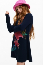 Rochie bleumarin clos cu imprimeu floral