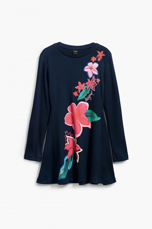 Rochie bleumarin clos cu imprimeu floral
