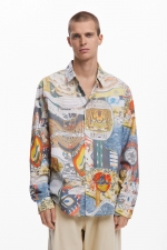 Cămașă casual cu imprimeu multicolor