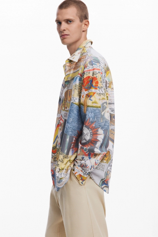Cămașă casual cu imprimeu multicolor