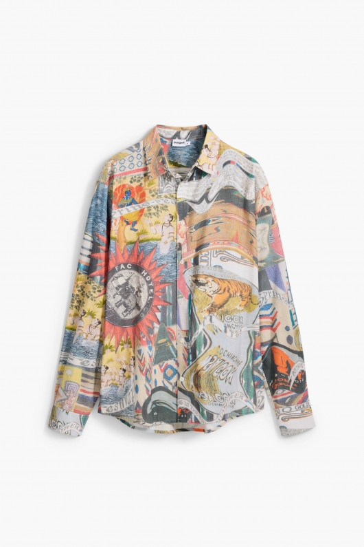 Cămașă casual cu imprimeu multicolor