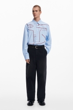 Pantaloni denim negri casual cu talie medie