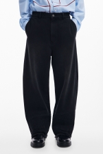 Pantaloni denim negri casual cu talie medie