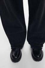 Pantaloni denim negri casual cu talie medie