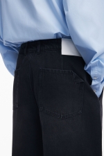 Pantaloni denim negri casual cu talie medie