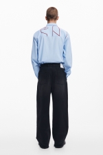 Pantaloni denim negri casual cu talie medie