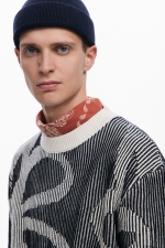 Pulover albastru casual cu mâneci lungi