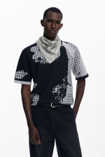 Tricou alb din tricot cu mâneci scurte