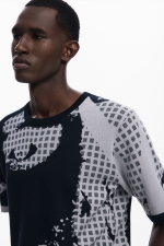 Tricou alb din tricot cu mâneci scurte