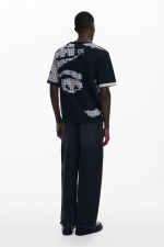 Tricou alb din tricot cu mâneci scurte