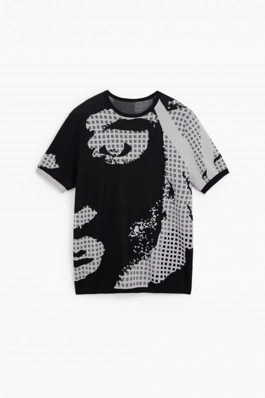 Tricou alb din tricot cu mâneci scurte