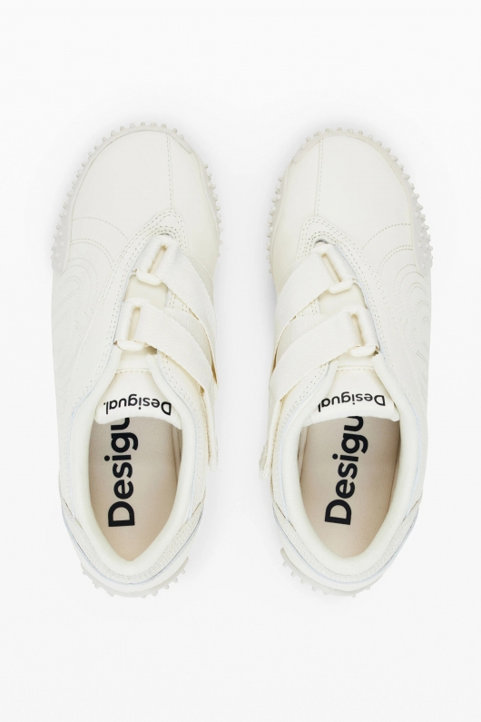 Adidași crem casual din piele cu talpă groasă