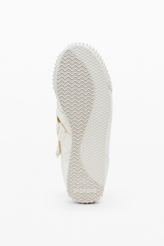 Adidași crem casual din piele cu talpă groasă