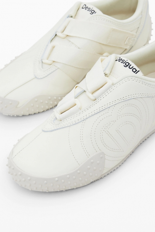 Adidași crem casual din piele cu talpă groasă
