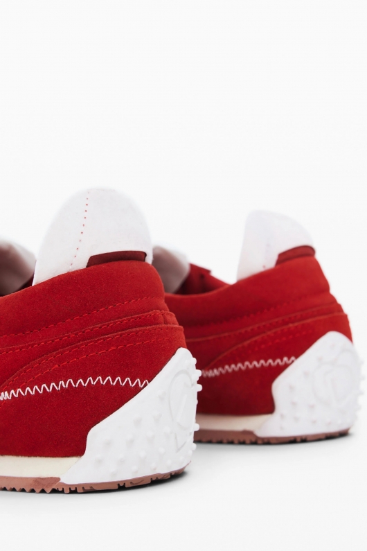 Adidași roșii casual din piele cu talpă groasă