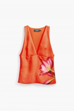 Top portocaliu și imprimeu floral
