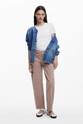 Pantaloni denim balloon cu talie înaltă