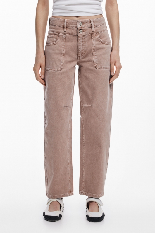 Pantaloni denim balloon cu talie înaltă