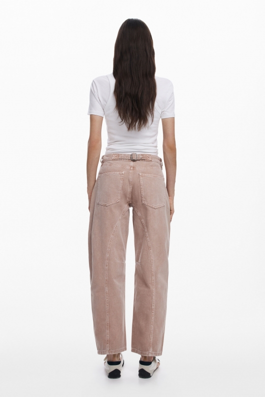 Pantaloni denim balloon cu talie înaltă