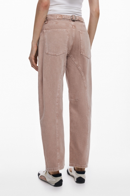 Pantaloni denim balloon cu talie înaltă
