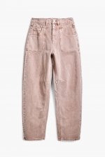 Pantaloni denim balloon cu talie înaltă