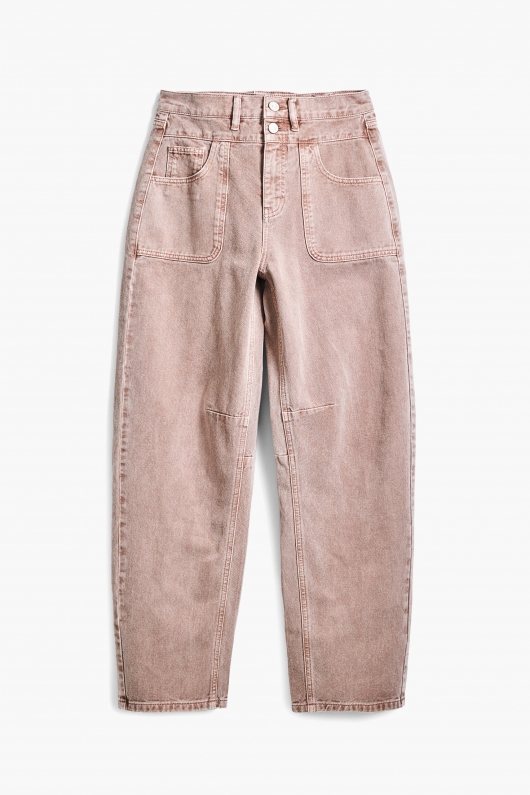 Pantaloni denim balloon cu talie înaltă