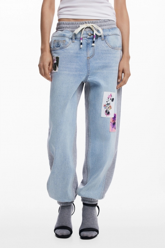 Pantaloni jogger din denim albastru casual